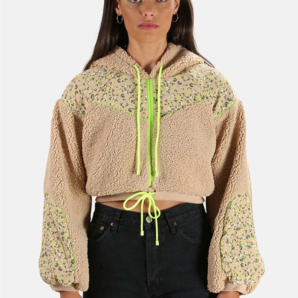 For Love and Lemons Sloane Shearling Crop Hoodie